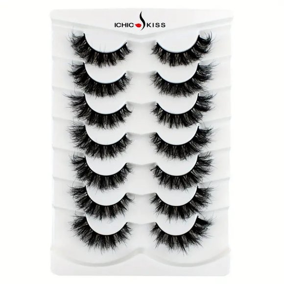 7 Pairs False Eyelashes, Fluffy Mink Lashes , Cat-Eye Look 8D Volume Fake Lashes - Picture 1 of 4